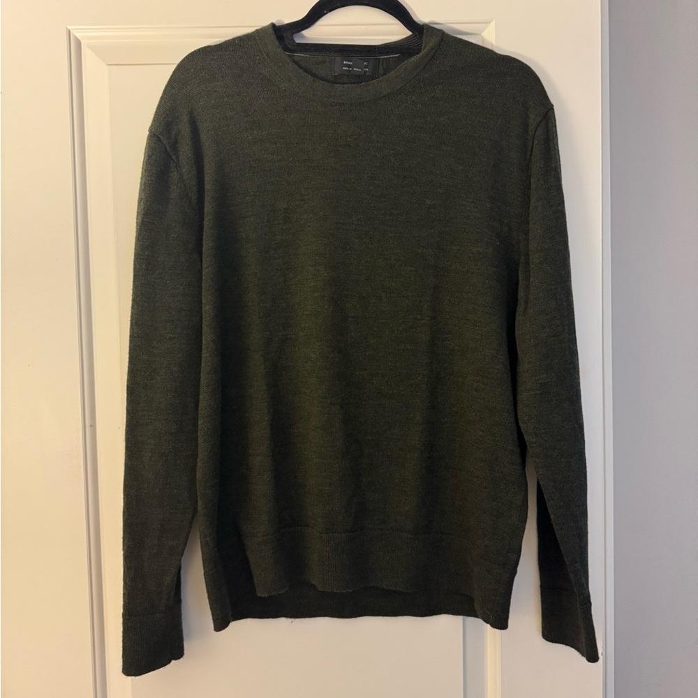 Men's Olive Green 100% Merino Wool Sweater